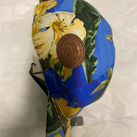 Gucci Blue Tropical Palm & Yellow Floral Baseball Cap - Picture 2 of 11